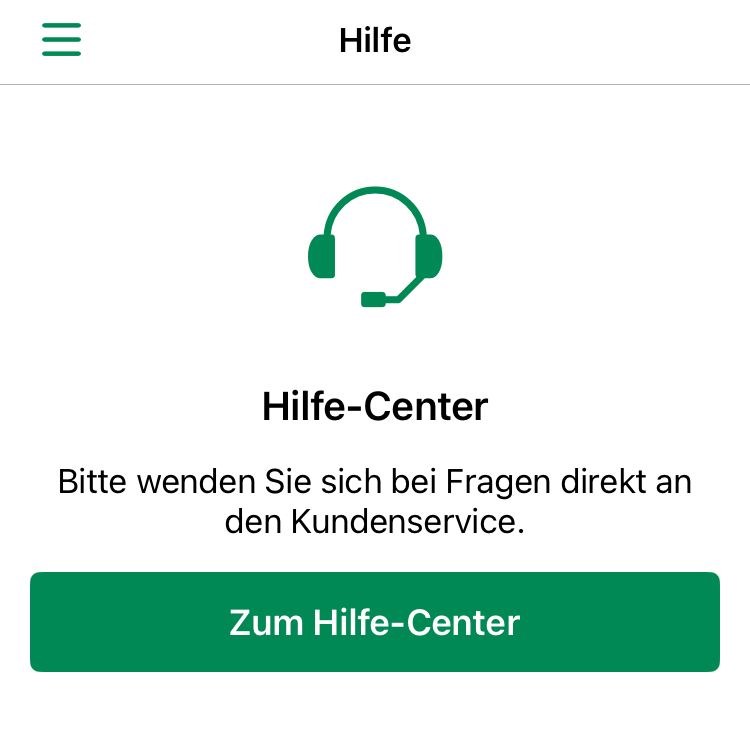 Hinweis auf das COONO Hilfe-Center in der COONO-App